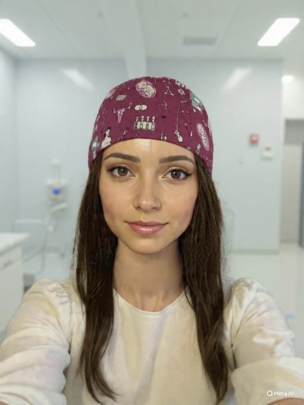 Medical Themed Scrub Cap in Deep Berry